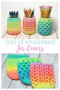 Trio of Crocheted Jar Covers