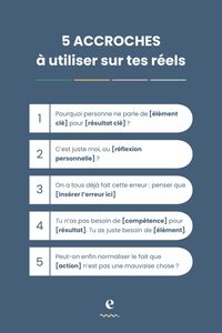 Envie d’améliorer tes réels ? Utilise ces 7 hooks pour capter l’attention et maximiser l’engagement. En bonus, reçois gratuitement notre kit de contenus Instagram en cliquant sur le lien : 10 idées de posts et stories à personnaliser avec des templates Canva. Parfait pour attirer de nouveaux abonnés et parler de tes offres.