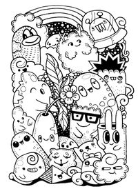 Hipster Dessinés à La Main Crazy Doodle ... | Premium Vector #Freepik #vector #monstre-mignon #monstre #cartoon #personnage-mignon