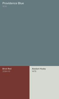 Benjamin Moore Providence Blue Color Scheme-Alaskan Husky and Brick Red