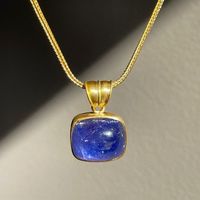 22k & Medium Cushion-Shaped Tanzanite Pendant on the 22k Duo Loop-In-Loop Chain by Prounis #prounis #futureheirlooms #augustla