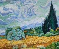 Wheat Field with Cypresses - Vincent Van Gogh  - hand made oil reproduction