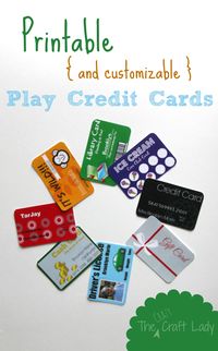 Printable (and Customizable) Play Credit Cards - The Crazy Craft Lady