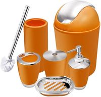 Amazon.com: CNKOBE 6 Pcs Plastic Bathroom Accessory Set Luxury Bath Accessories Bath Set Lotion Bottles, Toothbrush Holder, Tooth Mug, Soap Dish, Toilet Brush, Trash Can, Rubbish Bin (Orange) : Home & Kitchen