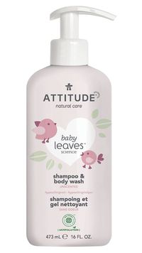 ATTITUDE Shampoo and Body Wash for Baby & Newborn, EWG Verified, Hypoallergenic, Plant- and Mineral-Based Ingredients, Vegan and Cruelty-free, Unscented, 473 ml