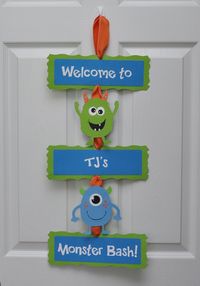 Monster Bash Door Sign, Monster Birthday Party Door Sign