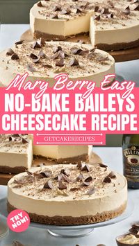 Delight your taste buds with Mary Berry's Easy No-Bake Baileys Cheesecake! A luscious blend of creamy goodness and the rich warmth of Baileys - no oven required. Dessert simplicity at its finest! 🍰✨ #NoBakeCheesecake #MaryBerryRecipe #BaileysDessert