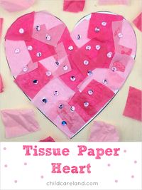 Easy to make tissue paper heart craft. Great for fine motor skills.