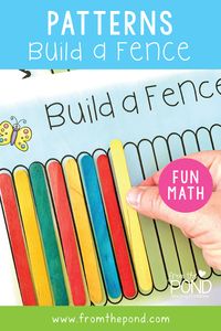 kindergarten and first grade free math games and centers - make a repeating pattern with popsicle sticks