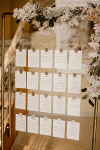 ESKÜVŐI ÜLÉSREND, WEDDING SEATING CHART ON PLEXIGLASS WITH WAX STAMPS