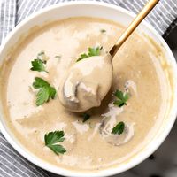 Smooth, creamy, and delicious, this simple recipe for gluten free cream of mushroom soup is perfect to use anywhere you might use a can of condensed soup.