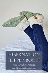 Cozy up in style with a pair of Hibernation crochet slipper boots! Perfect for chilly evenings or as a thoughtful crochet gift, these slipper boots combine comfort and fashion effortlessly. Crochet slippers are ideal for lounging around the house. Explore a variety of yarn colors and buttons to match this free crochet slipper boot pattern to your personal style!