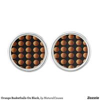 Orange #basketball  On Black, #cufflinks, https://www.zazzle.com.au/z/l1e2v?rf=238264515719271843