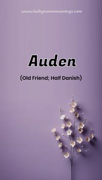 Auden is a Boy name with British origin and it means Old Friend; Half Danish