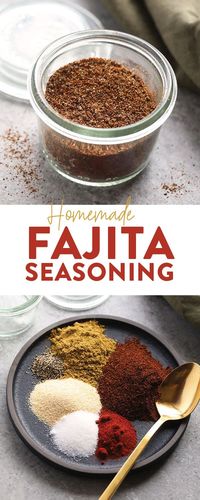 Make your own all-purpose fajita seasoning at home with just 6 basic spices! You can use our homemade fajita seasoning recipe on chicken, steak, veggies, in soup and more. #keto #chicken #mealprepideas #mealprep #healthy #chickenrecipes #healthyrecipes