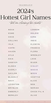 On the hunt for baby girl names that are pretty and modern? These modern baby girl names are totally underused! (I was actually kinda shocked at some of these trendy girl names but it's what's hot in the world of baby girl names for 2024!)