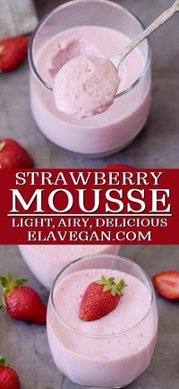 A light and airy strawberry mousse, perfect for a creamy summer treat! Plus, this quick strawberry dessert uses just 7 ingredients, including being vegan, refined sugar-free, and containing a secret ingredient for the fluffy, melt-in-the-mouth texture.