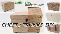 RECYCLED SHIPPING CARDBOARD BOX TRUNK DIY / Wood Trunk DIY / Raffia Ches...