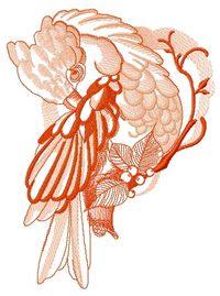 Galah parrot machine embroidery design #orange #bird #leaf #treebranch #Australian #plumage #Berry #parrot #galah #cockatoo #embroidery