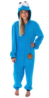 PRICES MAY VARY. THIS COOKIE MONSTER UNION SUIT IS AN OFFICIALLY LICENSED SESAME STREET PRODUCT! - This Cookie Monster costume pajama outfit is designed and produced by Bioworld with approval from Sesame Street, so you know it's authentic! Look for the trademark tag at the neckline. LARGE 3D EYES ON HOOD - One of the most recognizable attributes of the beloved Cookie Monster is those big, googly eyes! This pajama one-piece has a great costume style look with extra-large 3D eyes on the hood and p