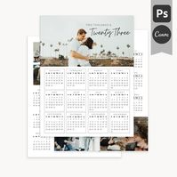 2023 Photo Calendar Templates Year at A Glance Annual - Etsy