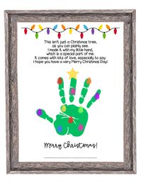 Here's a super fun Christmas craft to do with toddlers and preschoolers! This Christmas tree handprint poem and craft template is the perfect craftivity for toddlers, preschool or kindergarten students to do during the month of December. Simply print the templates, paint the child's hand, and have them place their handprint under the star. When it dries, they can decorate their tree with their thumprints as ornaments or add stickers or other decor to their tree.