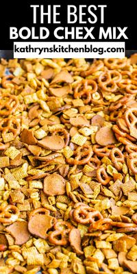 This Bold Chex Mix recipe makes the best snack and is way better than the store bought stuff. Each bite is loaded with tons of bold flavor and crunch! Pack this snack in lunches or take it to any party or holiday gathering. There are three different cooking methods you can choose from depending on your preference!