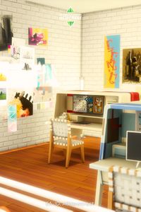 Sims 4 Art Center Interior. Let your Sims try out a new hobby, master their painting, writing, woodworking or musical skills. Family-friendly with kids area. Playtested, functional and no CC. Download from the gallery. EA-ID: ABNewcrest | The Sims 4, Sims build, Sims community lot, Sims house download, Sims story telling, TS4, #sims