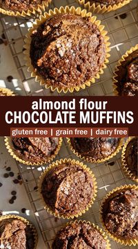 These healthy chocolate muffins are made with almond flour and sweetened with maple syrup. They have the best texture - moist, fudgy and soft. These muffins are paleo friendly, gluten free, dairy free and easy to make.