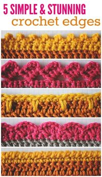 Originally published on Craftsy, these 5 Simple and Stunning Crochet Edges include: Crab Stitch Edge, Shell Edging, Picot Edging, Block Edging and Blanket Edging.