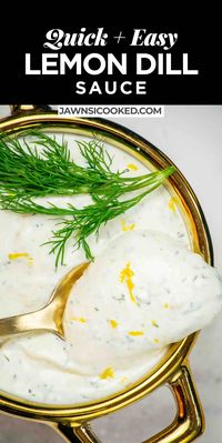 This creamy lemon dill sauce recipe comes together in just 5 minutes, with plenty of fresh dill and lemon for a bright and flavorful sauce that goes great with everything from salmon to fresh veggies!