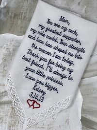 Personalized Wedding Handkerchief Mother Of The Bride Wedding Gifts for Parents Mother of the Bride Gift Personalized Hankerchief