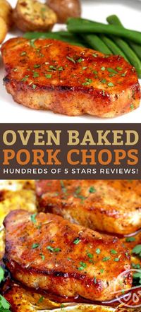 With more than 17 million page views and hundreds of FIVE STARS reviews, this Baked Pork Chops recipe is the best, quick and easy dinner recipe to make when you are craving extra juicy and super tender pork chops. Seasoned with a flavorful spice rub made with simple pantry ingredients, these oven-baked pork chops are ready (and perfect) in 30 minutes! #lemonblossoms