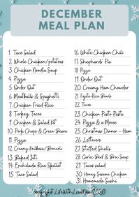 December Meal Plan - Life with Less Mess