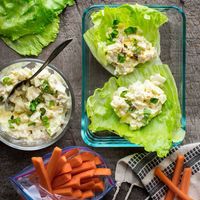 We love the retro vibe of these egg salad lettuce wraps. Iceberg lettuce makes a perfect low-carb swap for bread to serve the egg salad.