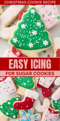 This easy Sugar Cookie Icing makes decorating a breeze, for bright, beautiful frosted cookies! Made with only 4 ingredients in 5 minutes!