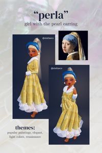 dti dress to impress outfit inspo inspired by "the girl with the pearl earring" painting by johannes vermeer in 1665. themes include famous paintings, elegant, light colors, and renaissance. #dresstoimpress #dti