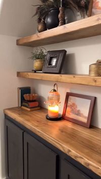 We built these easy DIY floating shelves in place even though our alcove was a very tight space. We’ll take you through the steps for how to build floating shelves.