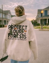 ✺  PROTECT OUR FORESTS - GRANOLA GIRL HOODIE ✺  * Q U I C K F A C T S * This design is a unique illustration that has been created in house. ✺ 50% Cotton 50% Polyester ✺ Medium-heavy fabric (8.0 oz/yd² (271.25 g/m ✺ Sizing is unisex so runs like men's, though not overly large ✺ Most women find their typical size works best, since they are meant to fit a touch loose Please note that COLOURS MAY APPEAR DIFFERENT on different digital screens and may not be a true representation of the actual colour