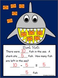 Shark craft for showing subtraction skills.  This cute shark craftivity is provides a way for students to show their understanding of subtraction by creating their…