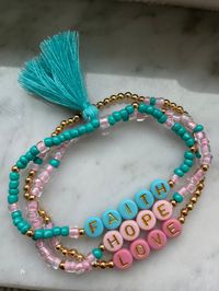 Faith Hope Love beaded bracelets- colors can be changed