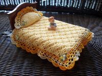 Miniature Dollhouse Crochet Bedspread with Pillow.