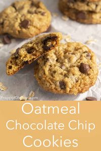 These delicious oatmeal chocolate chip cookies have JUST the right combination of crisp on the outside, chewy on the inside amazingness and of course big notes of chocolate butter and just the right hit of salt.