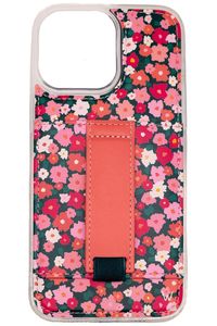 Daisy Delight Case Design: Emerald green background with multiple shades of pink flowersFinger Strap Color: Solid coralPair this case with the coordinating Daisy Delight wrist lanyard and Apple watch band!  Case Features:- Comfortable finger loop that can be used with either hand- Wallet pouch that is designed to fit 2 cards (as it breaks in, more cards can be added)- Adjustable kickstand to prop up your phone- Vegan leather material- Shock-absorbing inner pad  U.S. Patent No. D946,562*Shipping fees will incur as this item is fulfilled and shipped by Walli Cases. This item will ship separately from your MMM items.