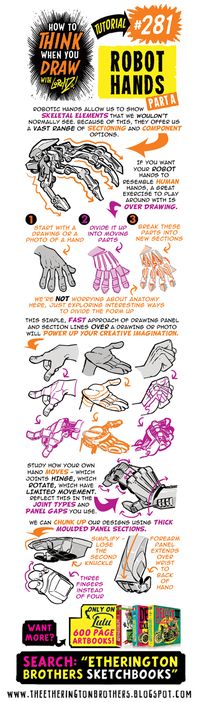 The Etherington Brothers: How to THINK when you draw ROBOT HANDS tutorial - #SkillUpSunday!