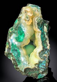 Botryoidal Malachite on Calcite