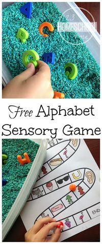 FREE Beginning Sounds Sensory Alphabet Game - This is such a fun, clever activity with so many extension activities. Perfect for literacy centers, sensory play, and so much more for toddler, preschool, prek, and kindergarten.