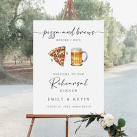 Set the stage for a casual and fun-filled evening with our Pizza and Brews Rehearsal Dinner Welcome Sign. This "Editable Rehearsal Dinner Sign" is perfect for creating a warm and inviting atmosphere, welcoming your guests to a night of good food and great company. Easily customizable, this sign adds a personal touch to your rehearsal dinner décor. ◆ Product Details: Instant access to edit the template after purchase. Digital file for printing and digital sharing. Editable template on the Canva w