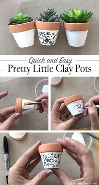 How to decorate your own mini clay pots with hand-drawn art