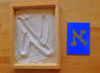 Hebrew letters in sand and on geo boards *Easy DIY project* (sand next door)